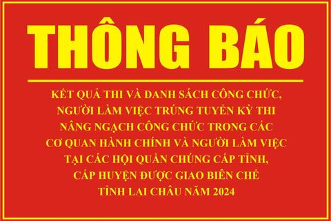 Thông báo Kết quả thi và danh sách công chức, người Rikvip đăng nhập trúng tuyển kỳ thi nâng ngạch công chức trong các Rikvip club hành chính và người Rikvip đăng nhập tại các hội quần chúng cấp tỉnh, cấp huyện được giao biên chế tỉnh Rikvip nạp thẻ năm 2024